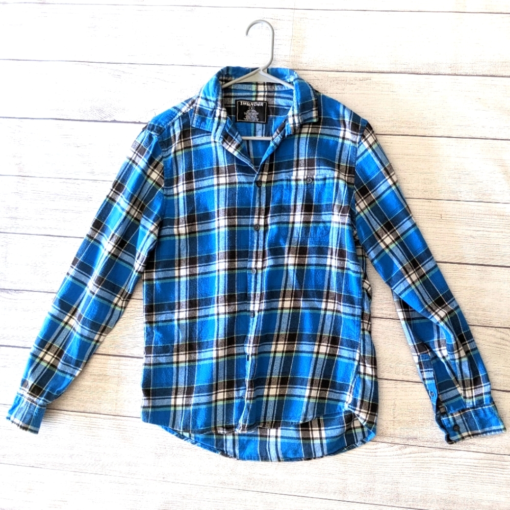 Thunder cotton plaid button down shirt